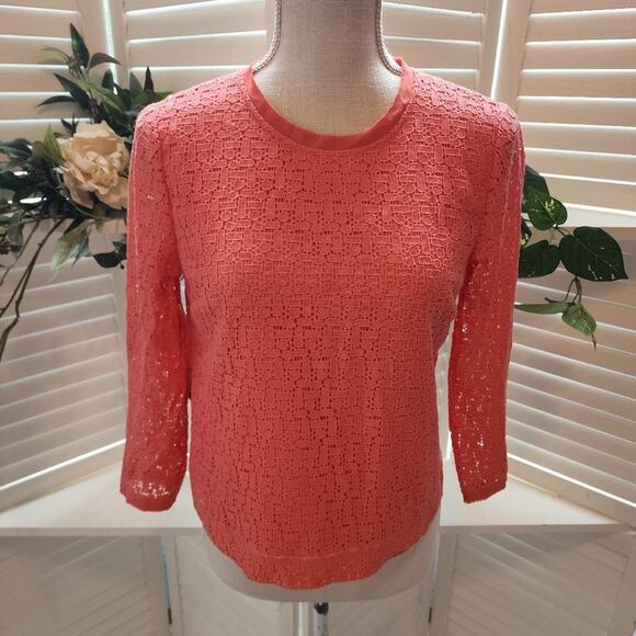 REBECCA MINKOFF CORAL SMALL ZIP BACK LINED LACE TOP - Picture 1 of 6